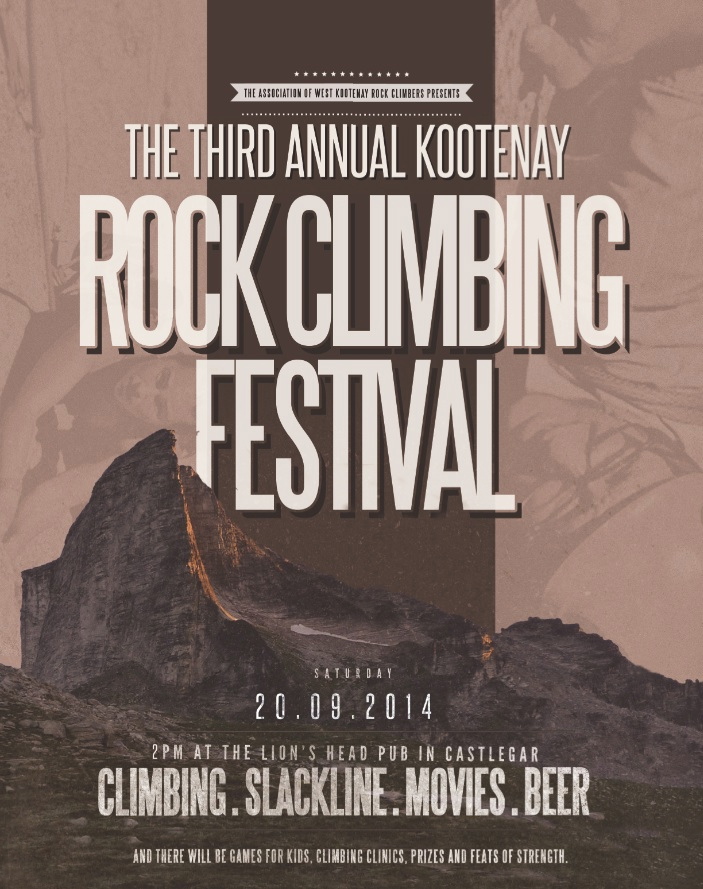 Poster for Kootenay Rock Climbing Festival 2014 in British Columbia