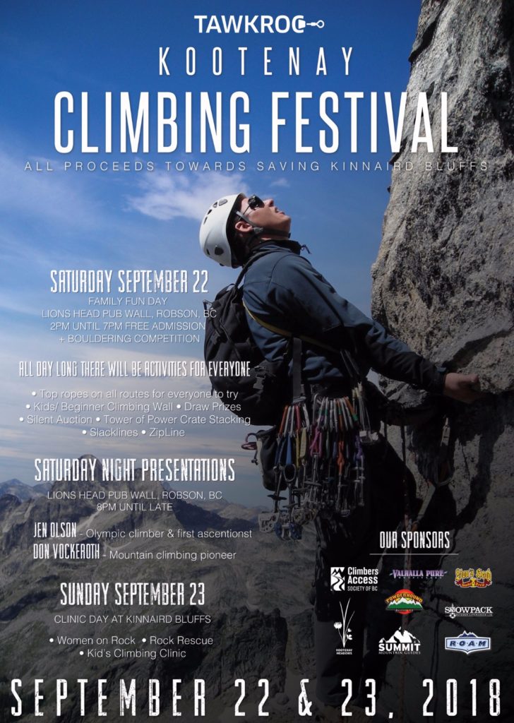 poster for kootenay climbing festival 2018